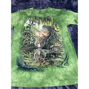 The mountain tiger, big print lime, green men’s T-shirt, size‎ M